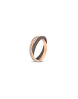 Anello in titanio e oro rosso 9 kt con diamanti bianchi