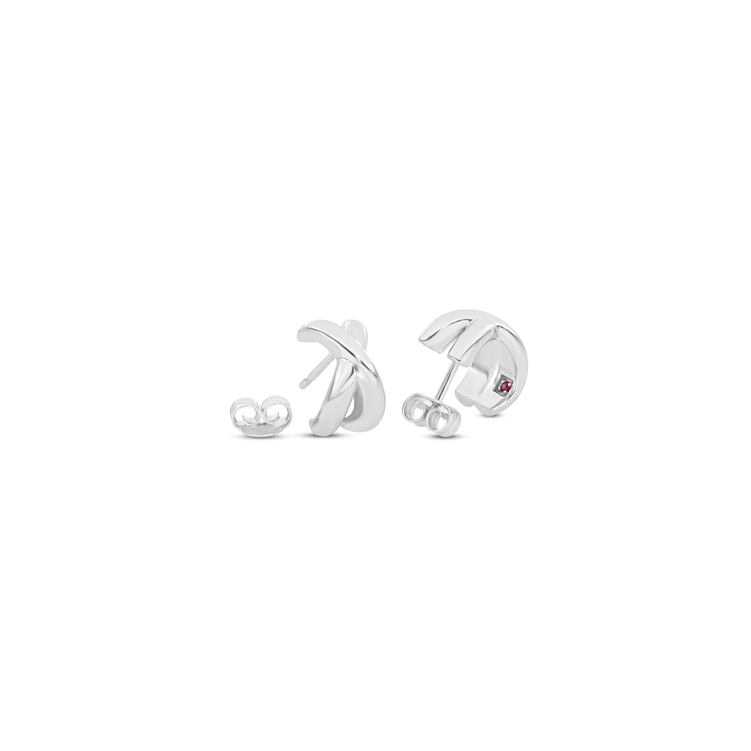 Orecchini Oro Bianco 9kt 2mm Piatti – Tondi A Perno Con Farfalla - 2